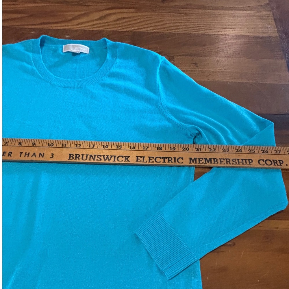 Michael Kors Womens XL Turquoise Blue Crewneck Long Sleeve Pullover Sweater Logo - Picture 2 of 6